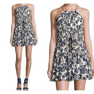 Cinq A Sept Lotus‎ Floral Silk Sleeveless Tiered Mini Dress Sz S